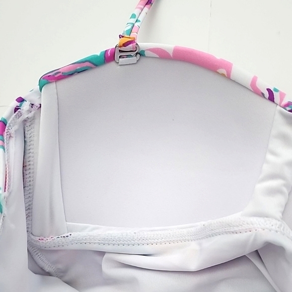 NWT Stella Parker Women's One Piece Halter Swimsuit Abstract Floral Pink Size M - Picture 4 of 9